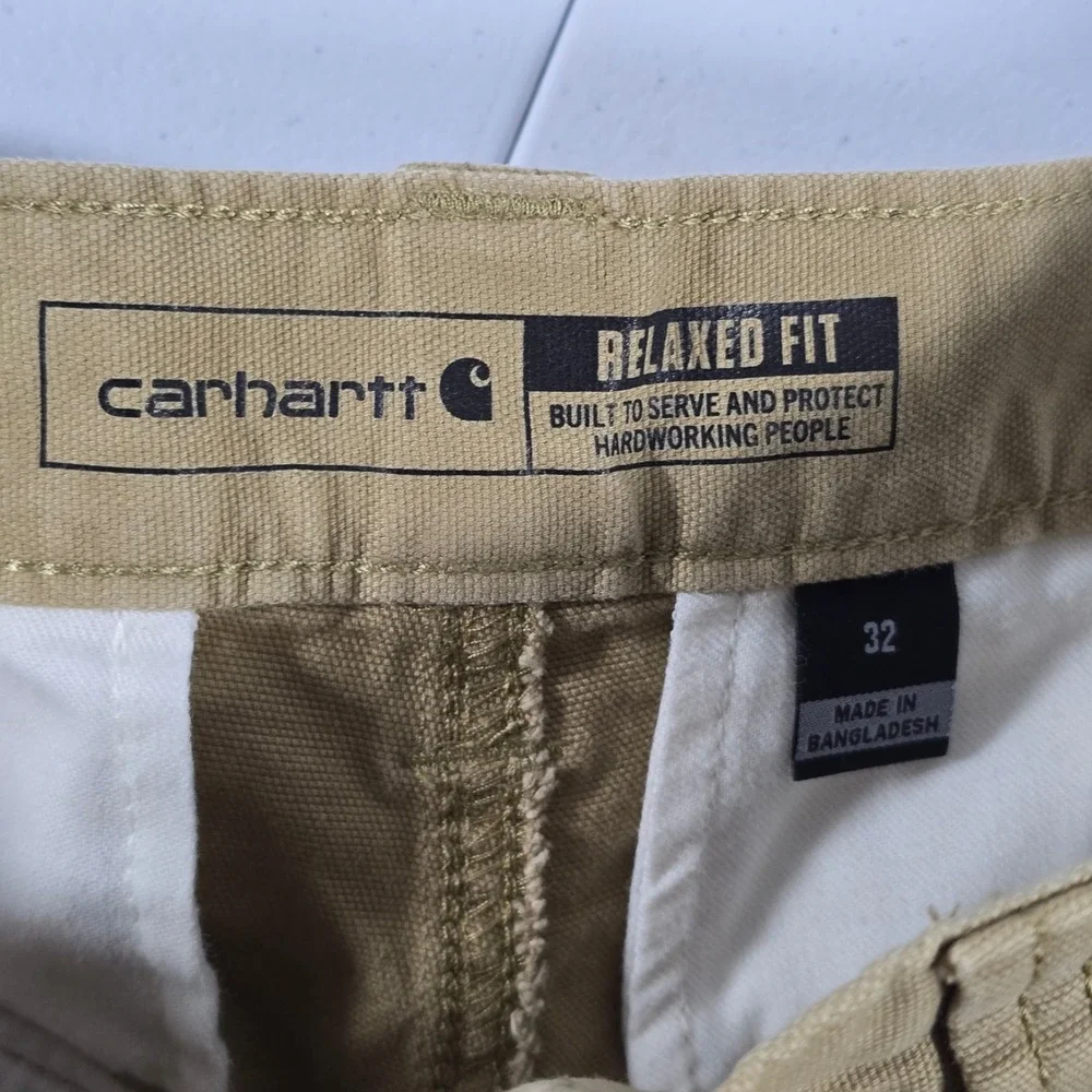 Carhartt Mens Rugged Flex Relaxed‎ Fit Canvas Cargo Work Short Tan BS3542-M 32